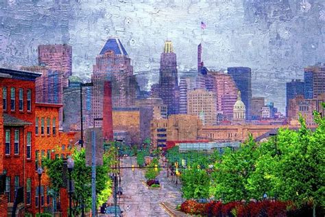 Baltimore Skyline, Skyline Artwork, Rainy Morning, Skyline Design, Fine ...