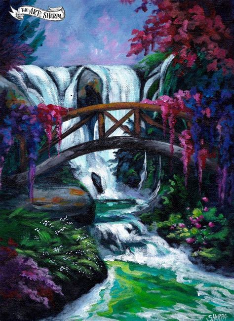 Waterfall Garden Easy Acrylic Painting Tutorial For Beginners Step By ...