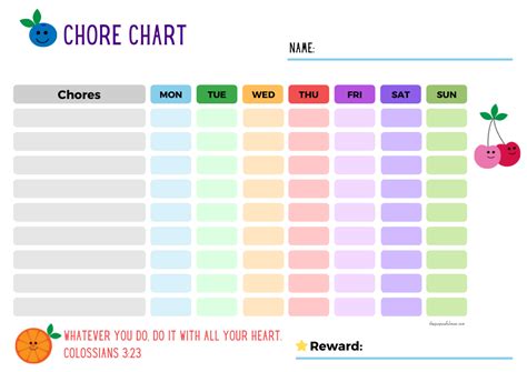 Free Printable Blank Weekly Chore Chart for Kids - The Purposeful Mom