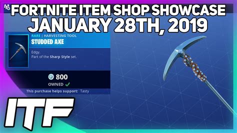 Fortnite Item Shop STUDDED AXE IS BACK! [January 28th, 2019] (Fortnite Battle Royale) - YouTube