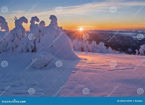 Sunset From Vidlica Peak In Mala Fatra During Winter Royalty-Free Stock Photography ...