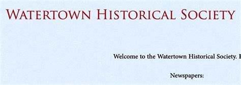 Watertown Historical Society logo - OnGenealogy