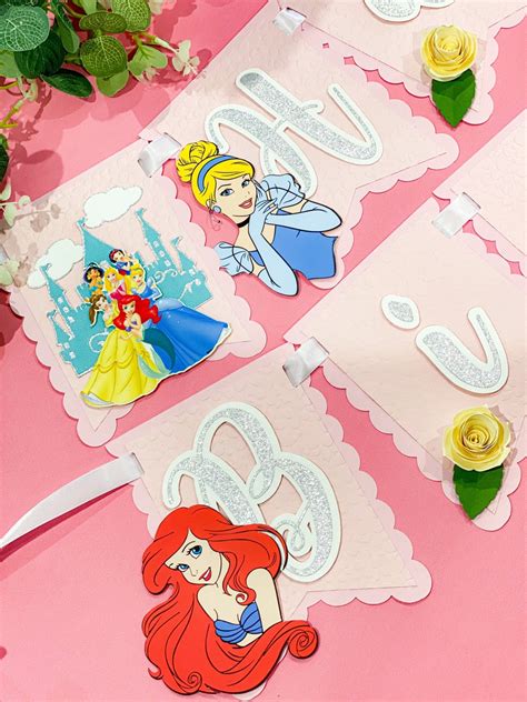 Happy Birthday Banner Disney Princesses Theme Party Princess Birthday ...