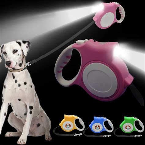 4.5M Retractable Dog Leash With Light Bright Flashlight Extending Puppy Walking Leads For Small ...