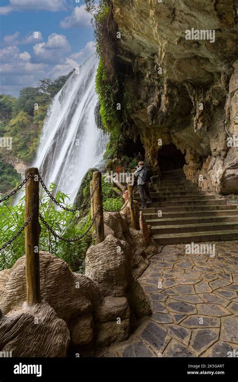 Guizhou Province, China. Trail Emerges from Cave underneath the Yellow ...