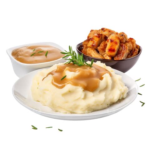 Mashed Potatoes, Gravy And Turkey For Christmas Or Thanksgiving Dinner ...