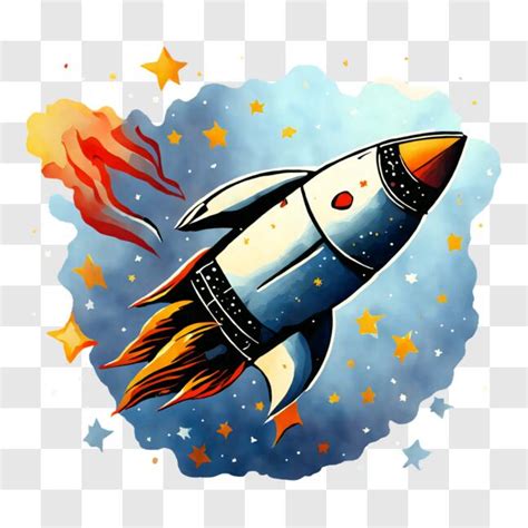 Download Illustration of Rocket Ship in Outer Space PNG Online - Creative Fabrica