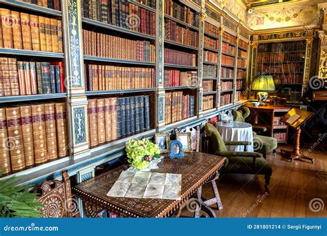 Vintage Library and Interior of Warwick Castle - is a Medieval Castle ...