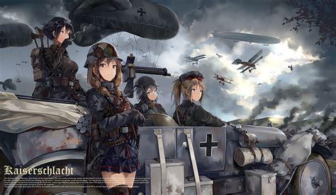 HD wallpaper: anime, anime girls, girls with guns, stockings, world war, German Army | Wallpaper ...