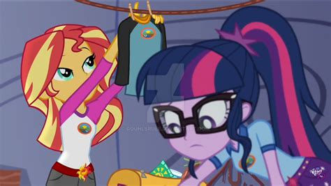 Sunset shimmer and Sci-Twi in a tent by Gouhlsrule on DeviantArt