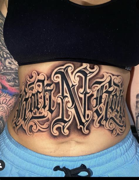 Share more than 68 lettering gangster stomach tattoos best - in.coedo ...