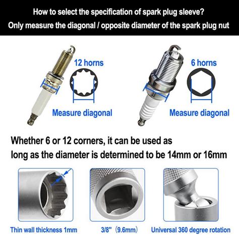 Cheap New 14mm 16mm thin wall spark plug socket universal joint with ...