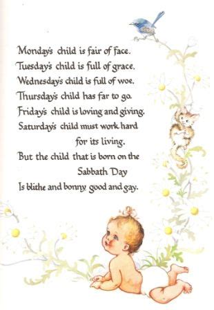 Pin on Vintage Babies | Monday's child, Mondays child poem, Nursery rhymes poems