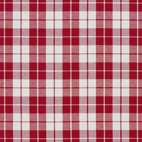 Red And White Plaid Cotton Heavy Duty Upholstery Fabric By The Yard