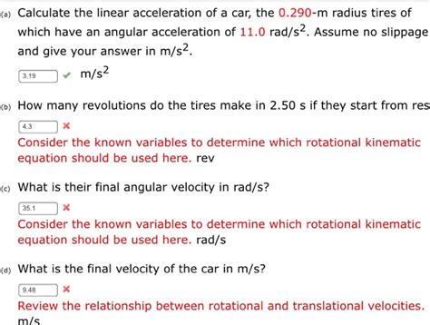 Solved (a) Calculate the linear acceleration of a car, the | Chegg.com