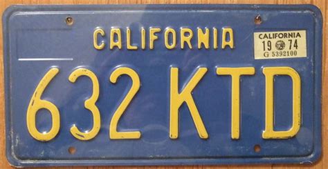 CALIFORNIA 1974 LICENSE PLATE ---BLUE BASEPLATE | Jerry "Woody" | Flickr