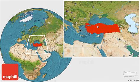 Satellite Location Map of Turkey