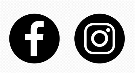 HD Facebook Instagram Black & White Round Logos Icons PNG | Citypng