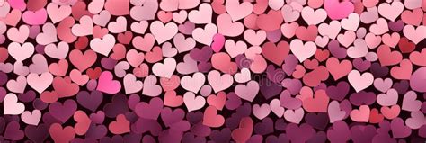 Pink Hearts Abstract Pattern Background Banner. Valentine S Day. Panoramic Web Header with Copy ...