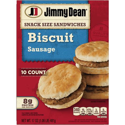 Jimmy Dean® Snack Size Sausage Biscuit Sandwiches, 10 Count (Frozen ...