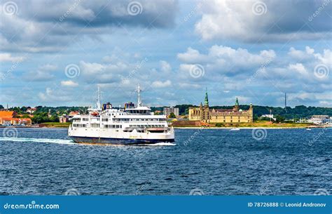 Helsingor - Helsingborg Ferry and the Castle of Kronborg - Denmark Stock Photo - Image of ...