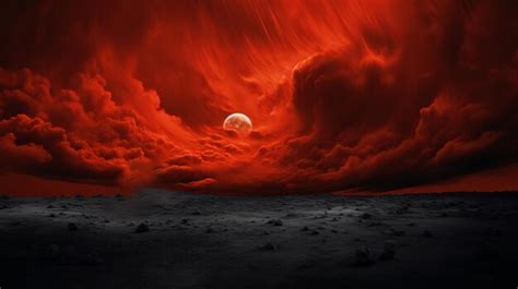 Premium Photo | A dramatic sunset with a glowing moon in a cloudy sky