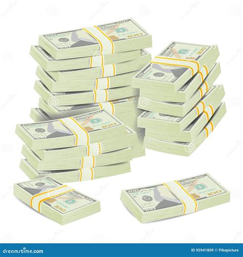 Money Stacks Vector. Realistic Concept. 3D Dollar Banknotes. Cash ...