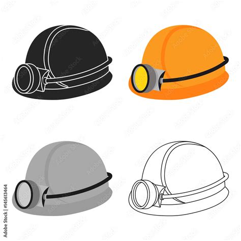 Miner's helmet icon in cartoon style isolated on white background. Mine ...