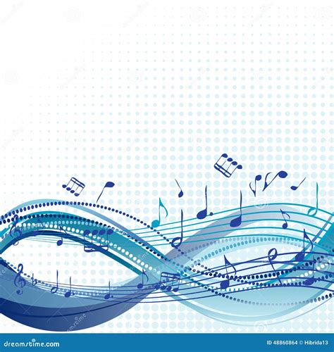 Abstract Blue Music Background with Notes Stock Vector - Illustration of design, concept: 48860864