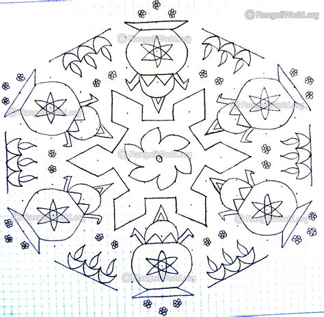 Pongal Kolam Nov 14 2011 with swastik flower in the middle