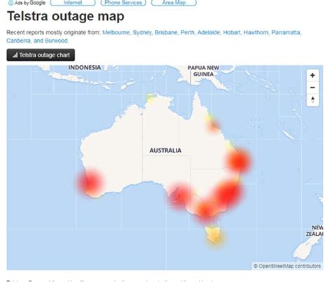 Telstra outage map 21 st May 2018 (Source: downdetector.com.au) | Download Scientific Diagram