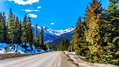 The Snow Capped Coast Mountains Along Highway 99in BC Canada Stock ...