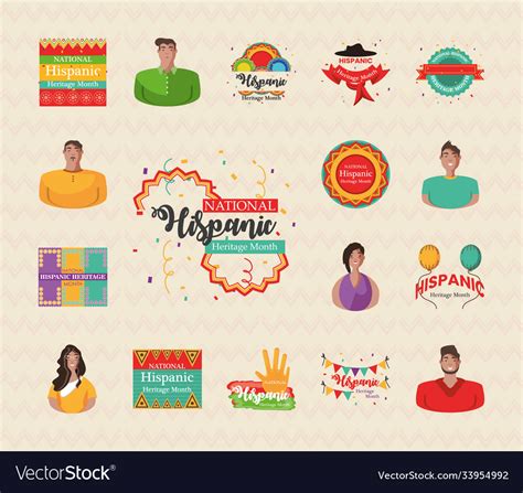 National hispanic heritage month bundle icons Vector Image