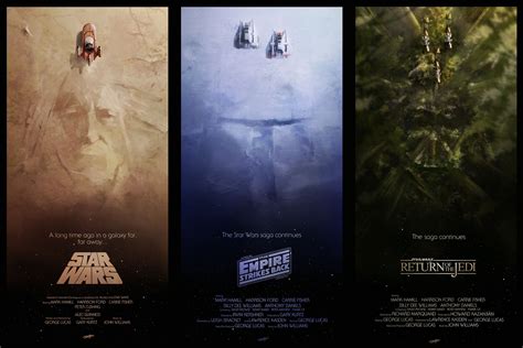 three star wars movie posters with the characters in them