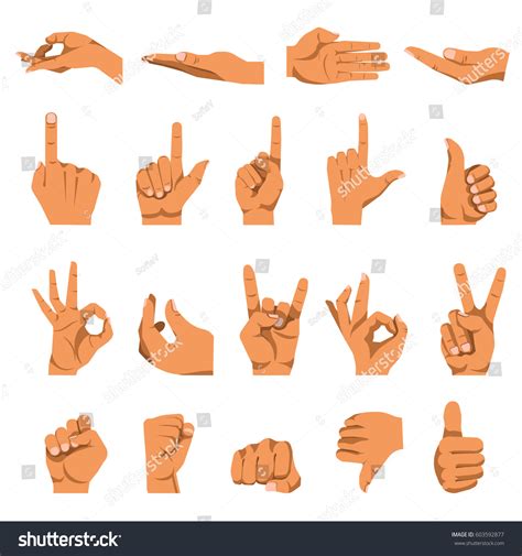 Hand Gestures Finger Different Signs Vector: เวกเตอร์สต็อก (ปลอดค่า ...