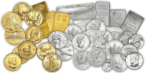 various types of gold and silver coins