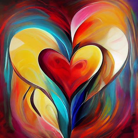 Premium Photo | Abstract Art Painting of Love and Heart Shape for Valentine in Colorful Vibrant ...