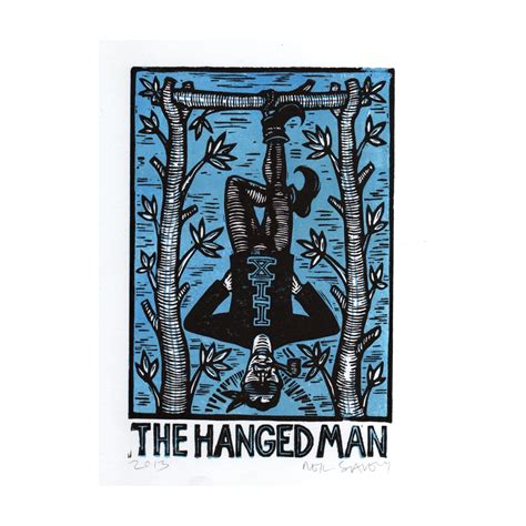 Hanged Man Tarot Card Linocut Prints Tarot Card Art