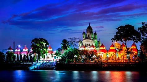 Dakshineswar Kali temple at night | Peapix