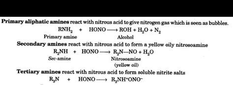 Primary amine (RNH2) reacts with nitrous acid to give