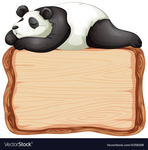 Board template with cute panda on white background