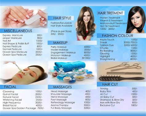 Ocean Spa Karachi: Ocean Beauty Parlour Menu