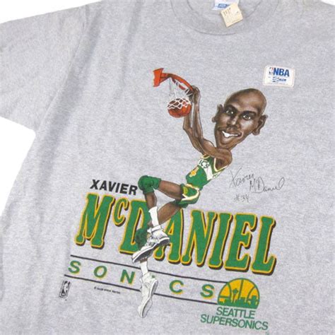 Vintage Xavier McDaniel Seattle Sonics Caricature T-shirt NBA Basketeball – For All To Envy