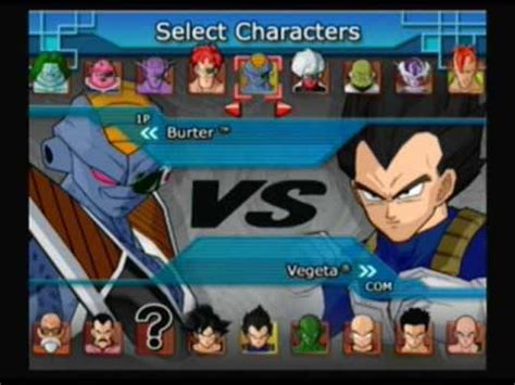 Dragon Ball z Budokai Tenkaichi 1 - Character list - YouTube