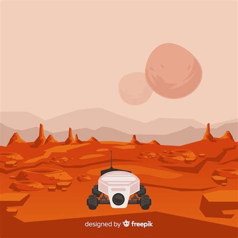 Free Vector | Mars landscape background with flat design