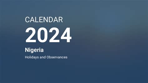 Year 2024 Calendar – Nigeria