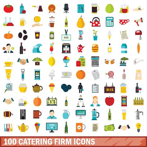 100 catering firm icons set, flat style 8753189 Vector Art at Vecteezy