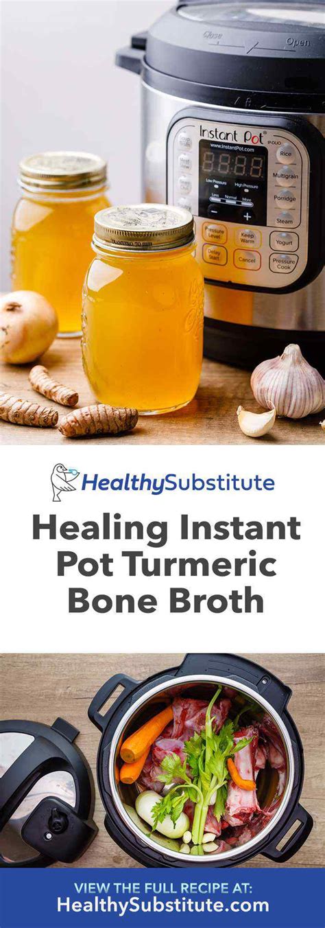 Healing Instant Pot Turmeric Bone Broth (For Soups and Sipping) - Healthy Substitute