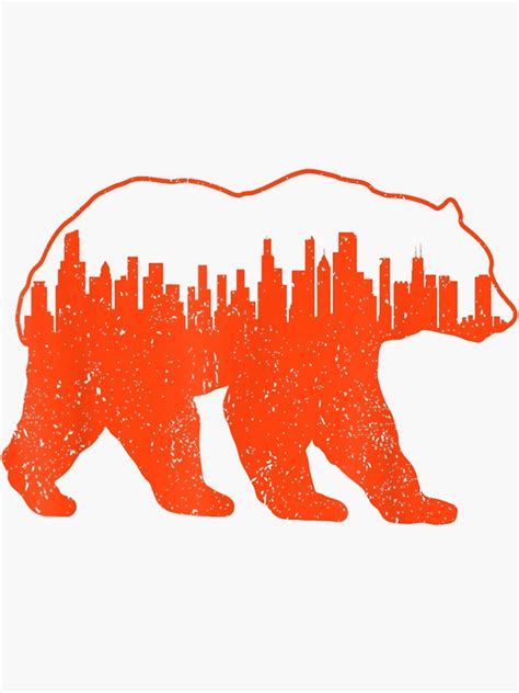 "Vintage Downtown Chicago City Skyline Walking-Bear Novelty" Sticker for Sale by primaryrepublic ...