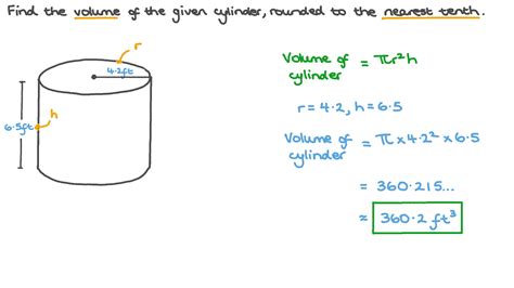 Question Video: Calculating the Volume of a Cylinder Given Its Height and Base Radius | Nagwa